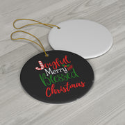 Joyful Merry Blessed Christmas Ceramic Ornament, 4 Shapes joyful Sticker, Christmas Ornament, Christmas Decoration, Christmas Tree Decor