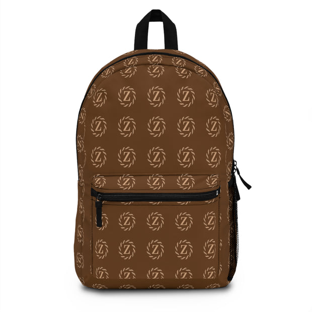 Brown Zenglitz Print Backpack - Z Print Backpack - Glamour Print Backpack - Brown All Over Print Backpack - Zenglitz Print - Backpack