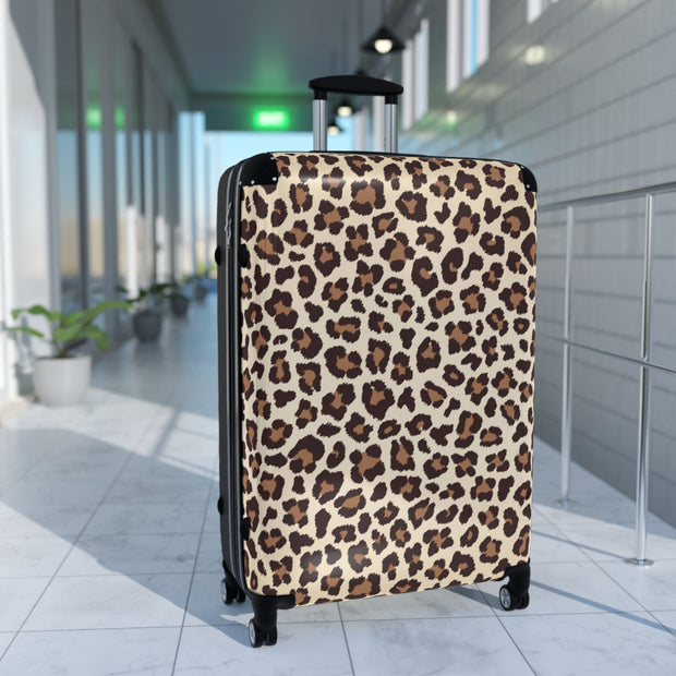 Leopard Print Suitcase, Leopard Print luggage on wheels, , luggage with lock, unique luggage, luggage with swivel, travel style, travel bag, weekender bag, spinner