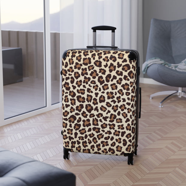 Leopard Print Suitcase, Leopard Print luggage on wheels, , luggage with lock, unique luggage, luggage with swivel, travel style, travel bag, weekender bag, spinner