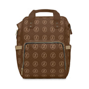 Zenglitz Multifunctional Diaper Backpack - Brown Zenglitz Print Diaper Backpack - Brown Unisex Z Print Backpack - Multifunctional Diaper Backpack - Brown All Over Print Backpack - Zenglitz Print - Brown Backpack