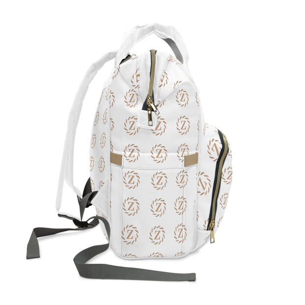 Zenglitz Multifunctional Diaper Backpack - White Zenglitz Print Diaper Backpack - White Unisex Z Print Backpack - White Multifunctional Diaper Backpack - White All Over Print Backpack - Zenglitz Print - Backpack