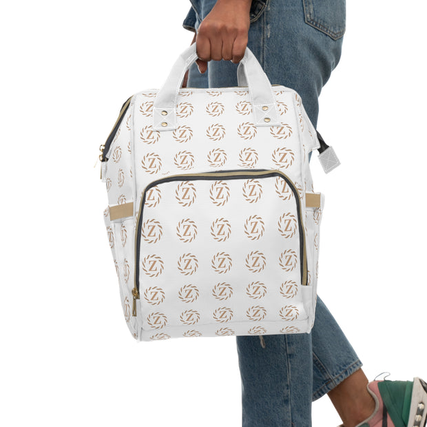 Zenglitz Multifunctional Diaper Backpack - White Zenglitz Print Diaper Backpack - White Unisex Z Print Backpack - White Multifunctional Diaper Backpack - White All Over Print Backpack - Zenglitz Print - Backpack