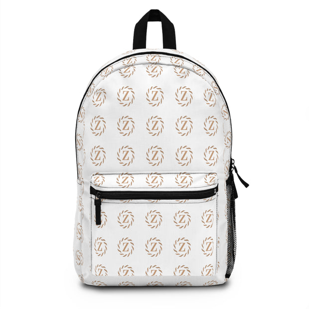 White Zenglitz Print Backpack - Z Print Backpack - White Z Glamour Print Backpack - All Over Print Backpack - Zenglitz Print - Backpack