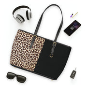 Leopard Print PU Leather Shoulder Bag Leather Shoulder Bag - Black Sided Leopard Print Purse - Leopard Print Bag - Black Sided Cheetah Print Shoulder Bag Cosmetic Bag Available in Canvas - Unique Gift - VEGAN