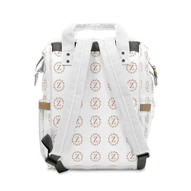 Zenglitz Multifunctional Diaper Backpack - White Zenglitz Print Diaper Backpack - White Unisex Z Print Backpack - White Multifunctional Diaper Backpack - White All Over Print Backpack - Zenglitz Print - Backpack