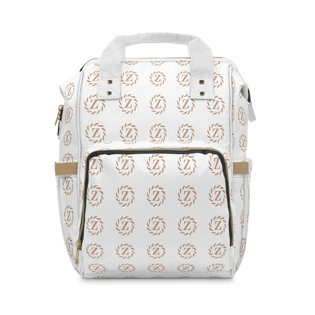 Zenglitz Multifunctional Diaper Backpack - White Zenglitz Print Diaper Backpack - White Unisex Z Print Backpack - White Multifunctional Diaper Backpack - White All Over Print Backpack - Zenglitz Print - Backpack