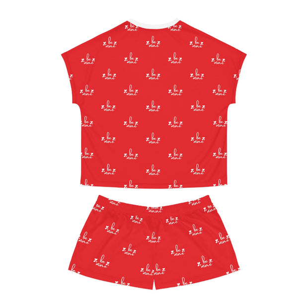 "Be Mine" Valentine's Day Short Pajama set for women | White Be Mine Women's Red Short Pajama Set | Cute Red vCozy Pj's, Heart Pajama Set, Red Printed Women's Set, Gift for Girl Friend