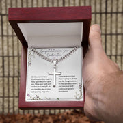 Celebrate Faith & Strength with a Personalized His/ Hers Cuban Chain Cross Necklace: Confirmation Blessings