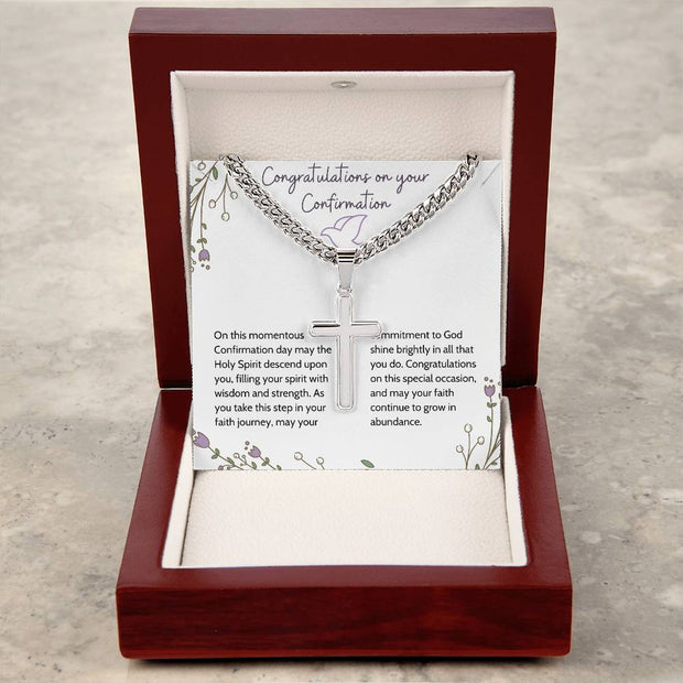 Celebrate Faith & Strength with a Personalized His/ Hers Cuban Chain Cross Necklace: Confirmation Blessings