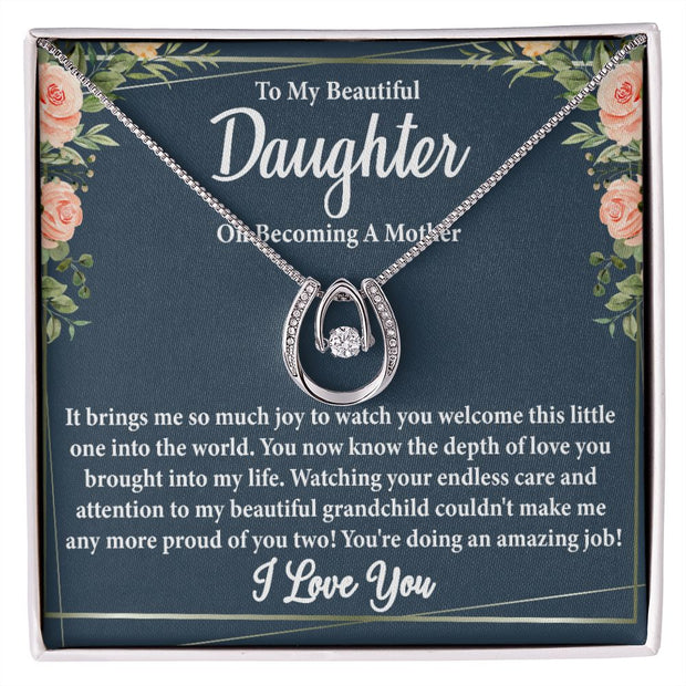 To My Beautiful Daughter on Becoming a Mother Blank | Lucky in Love Necklace | Valentine's Day