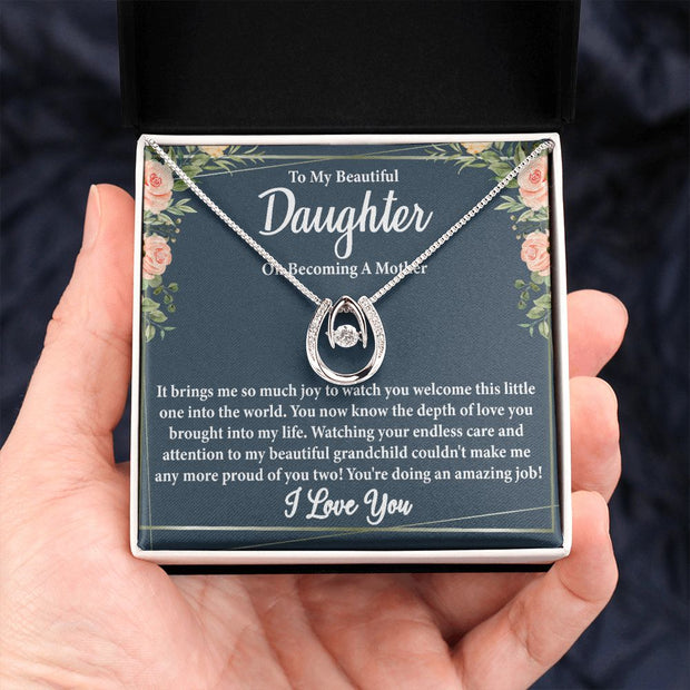 To My Beautiful Daughter on Becoming a Mother Blank | Lucky in Love Necklace | Valentine's Day