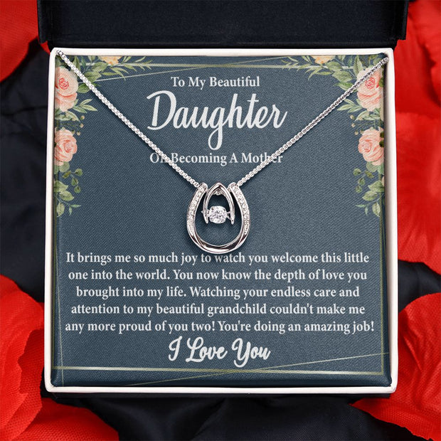 To My Beautiful Daughter on Becoming a Mother Blank | Lucky in Love Necklace | Valentine's Day