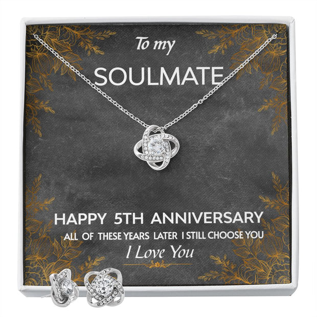 Love Knot Necklace & Earring SET - Soulmate 5th Anniversary