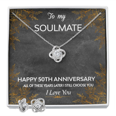 Love Knot Necklace and Earring SET- To My Soulmate 50TH Year Anniversary