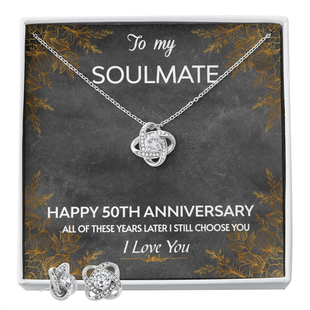 Love Knot Necklace and Earring SET- To My Soulmate 50TH Year Anniversary