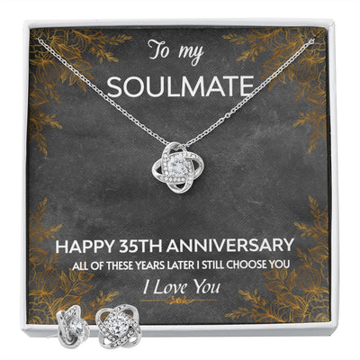 Love Knot Necklace and Earring SET- To My Soulmate 35TH Year Anniversary