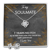 Love Knot Earring & Necklace SET- Soulmate 7 Year No Itch Anniversary