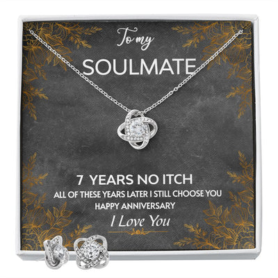 Love Knot Earring & Necklace SET- Soulmate 7 Year No Itch Anniversary