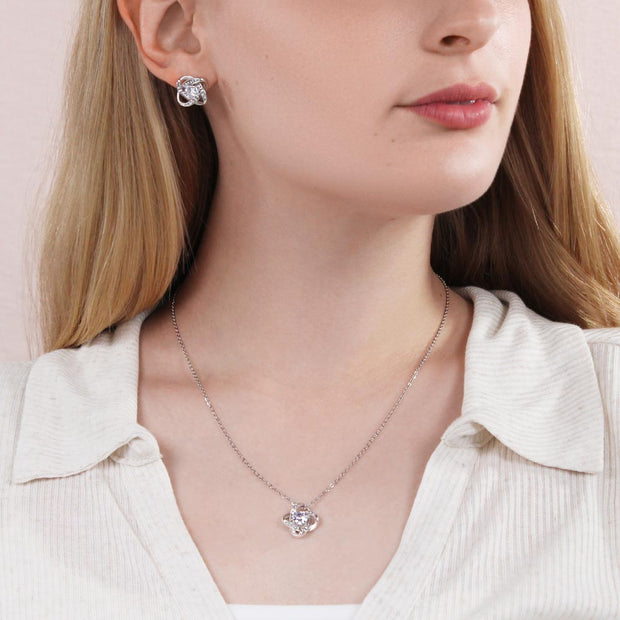 Love Knot Necklace and Earring SET- To My Soulmate 25TH Year Anniversary