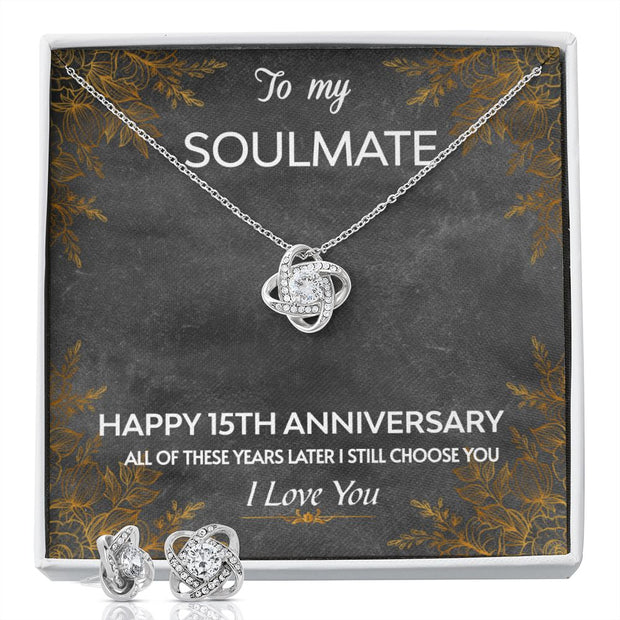 Love Knot Necklace & Earring SET-To My Soulmate 15TH Anniversary