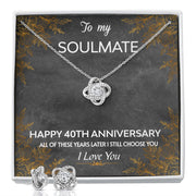 Love Knot Necklace and Earring SET- To My Soulmate 40TH Year Anniversary