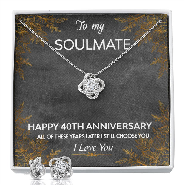 Love Knot Necklace and Earring SET- To My Soulmate 40TH Year Anniversary