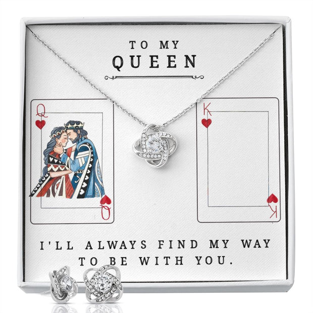 Love Knot Necklace and Earring SET- To My Queen