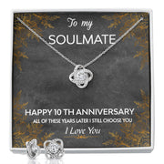Love Knot Necklace & Earring SET- Soulmate 10th Yr Anniversary