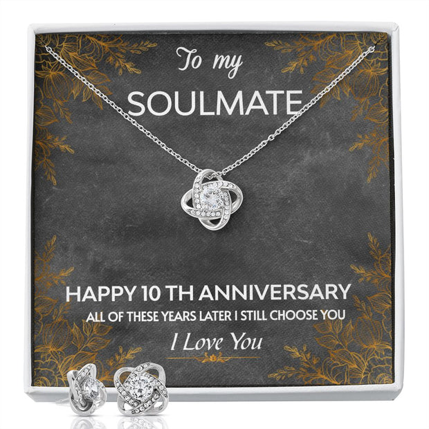 Love Knot Necklace & Earring SET- Soulmate 10th Yr Anniversary