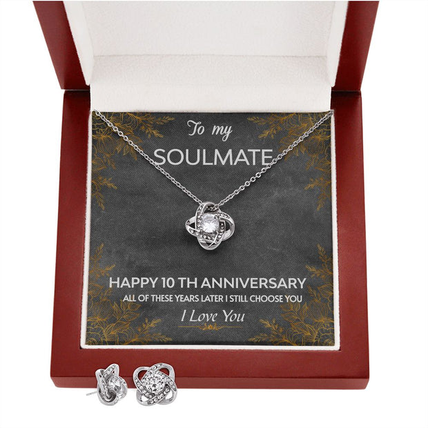 Love Knot Necklace & Earring SET- Soulmate 10th Yr Anniversary