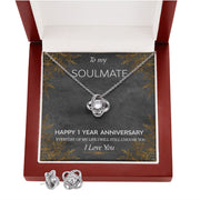 Love Knot Necklace and Earring SET- To My Soulmate 1 Year Anniversary
