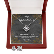 Love Knot Earring & Necklace SET- Soulmate 7 Year No Itch Anniversary