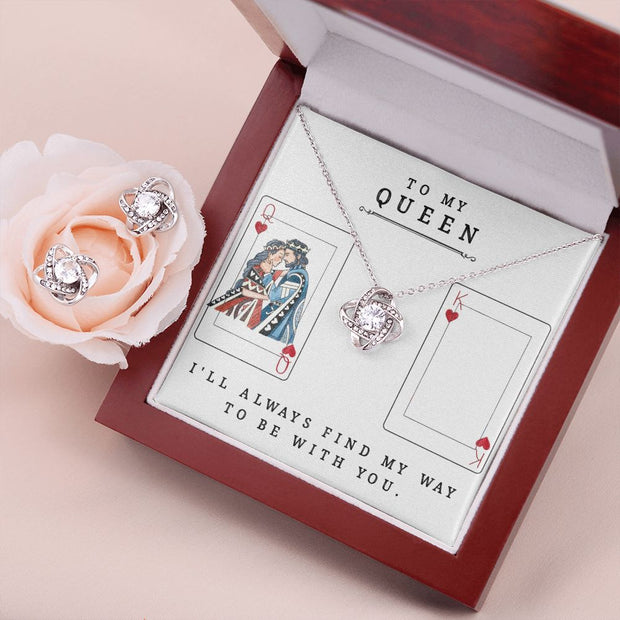 Love Knot Necklace and Earring SET- To My Queen