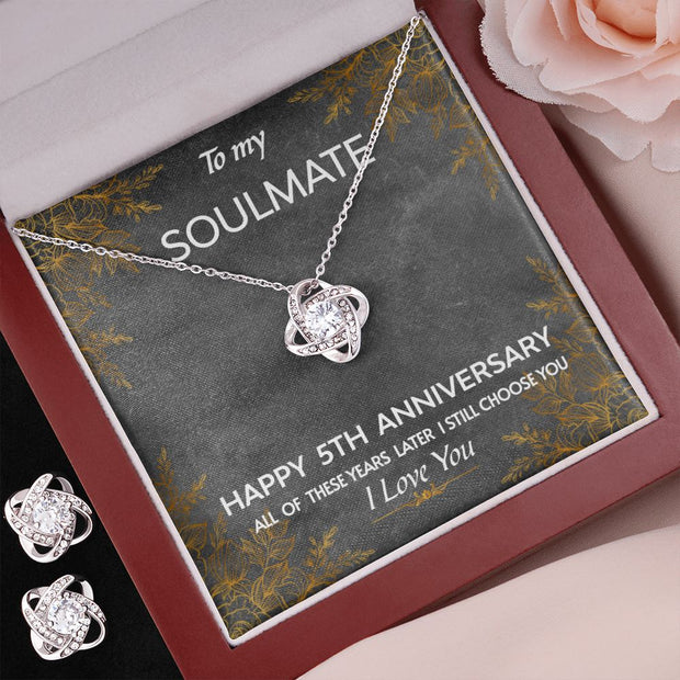 Love Knot Necklace & Earring SET - Soulmate 5th Anniversary