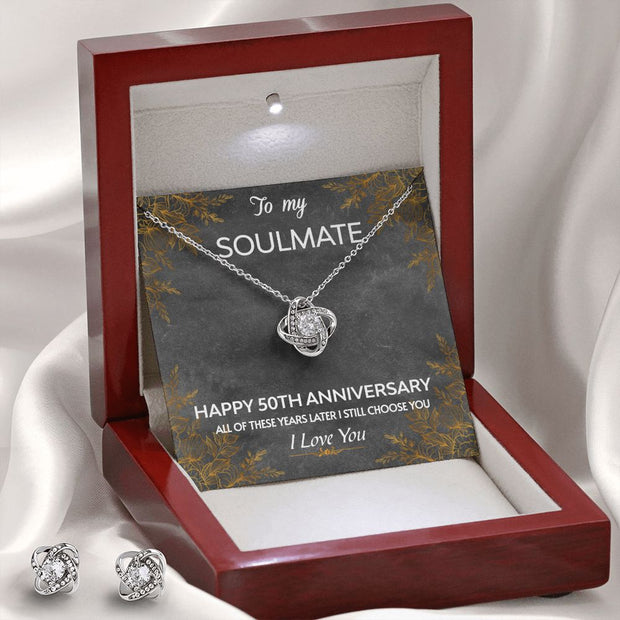 Love Knot Necklace and Earring SET- To My Soulmate 50TH Year Anniversary
