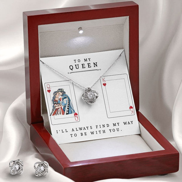 Love Knot Necklace and Earring SET- To My Queen