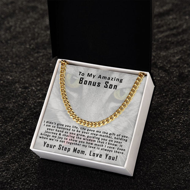 To My Amazing Bonus Son Cuban Link Chain