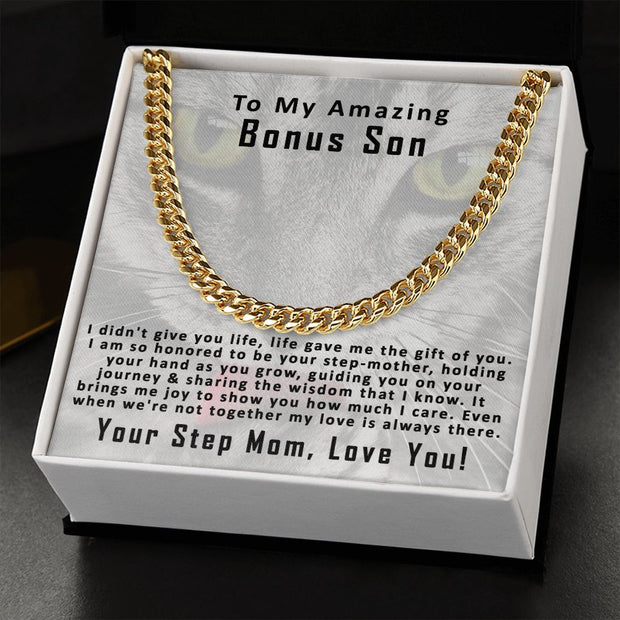 To My Amazing Bonus Son Cuban Link Chain