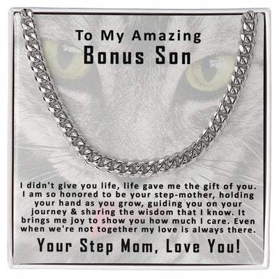 To My Amazing Bonus Son Cuban Link Chain