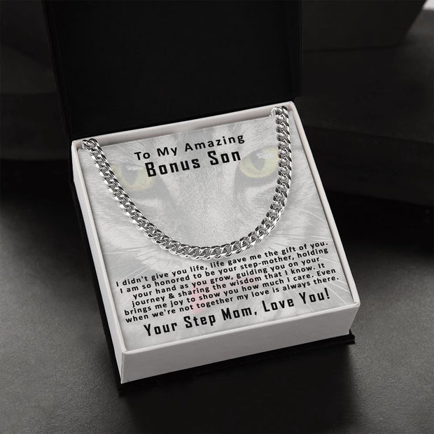 To My Amazing Bonus Son Cuban Link Chain