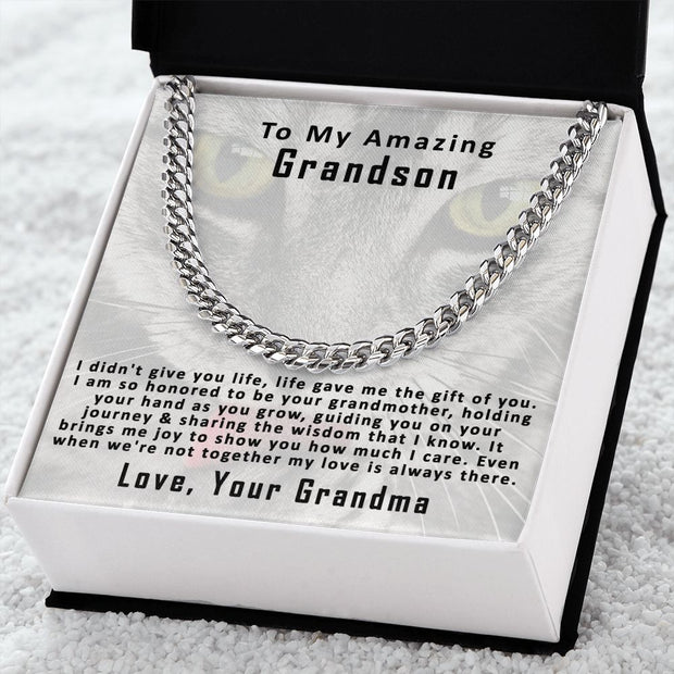 To My Amazing Grandson, From me | Cuban Link Chain