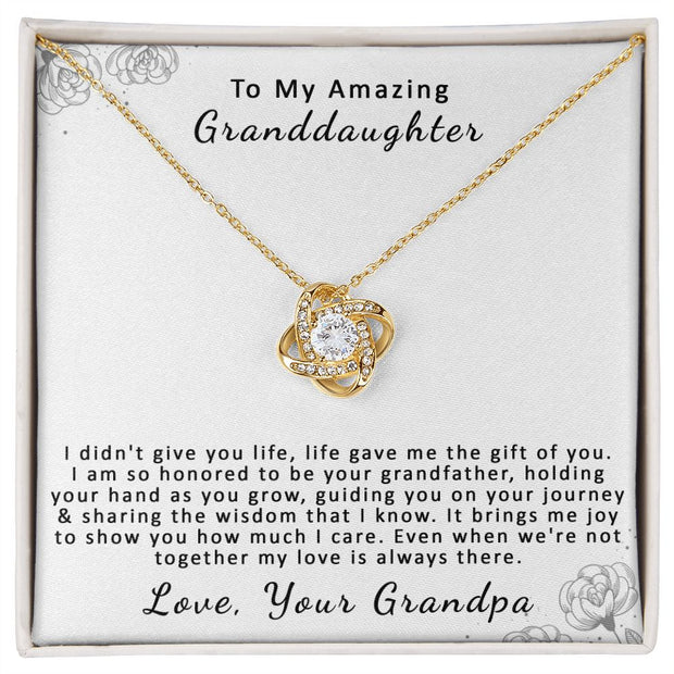 To My Amazing Granddaughter, From Grandpa | Love Knot Necklace