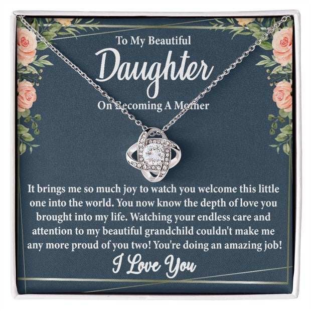 To My Beautiful Daughter on Becoming a Mother Blank | Love Knot Necklace