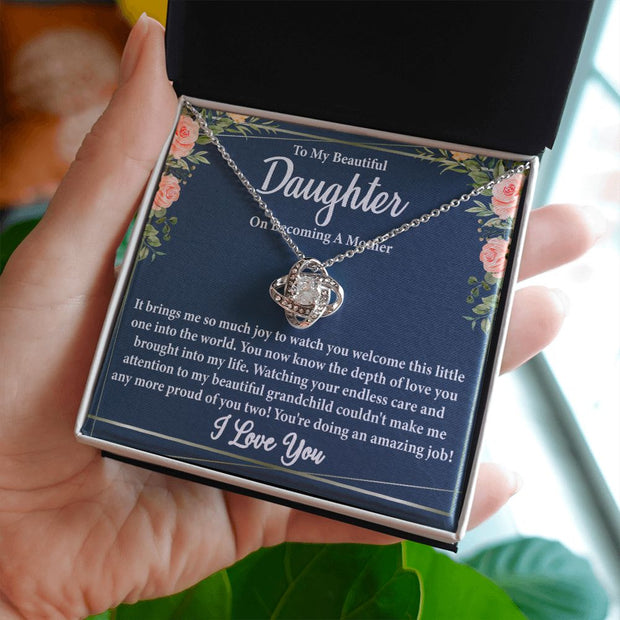 To My Beautiful Daughter on Becoming a Mother Blank | Love Knot Necklace