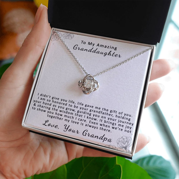 To My Amazing Granddaughter, From Grandpa | Love Knot Necklace