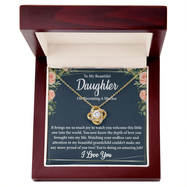 To My Beautiful Daughter on Becoming a Mother Blank | Love Knot Necklace