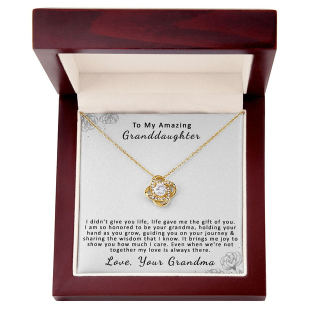 To My Amazing Granddaughter, From Grandma | Love Knot Necklace