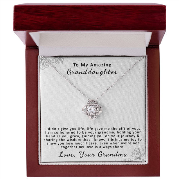 To My Amazing Granddaughter, From Grandma | Love Knot Necklace