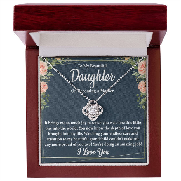 To My Beautiful Daughter on Becoming a Mother Blank | Love Knot Necklace